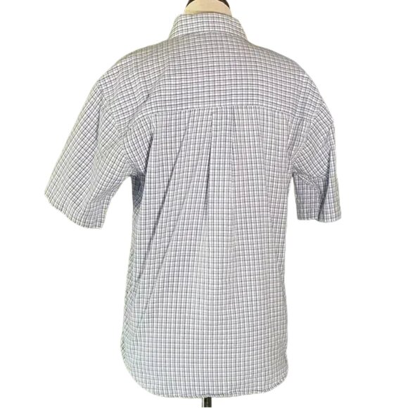 Haggar Men's Light Blue Plaid Button Down Shirt - Picture 3 of 3